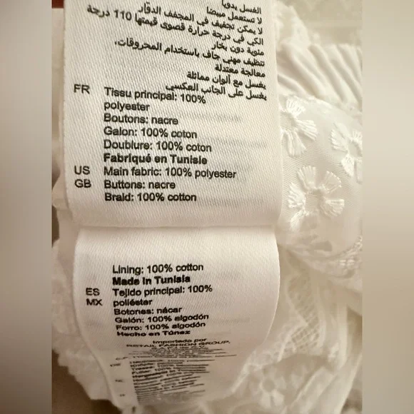 Sandro Shena Floral-Embroidered Crop Blouse in White Size 8 - Picture 8 of 10